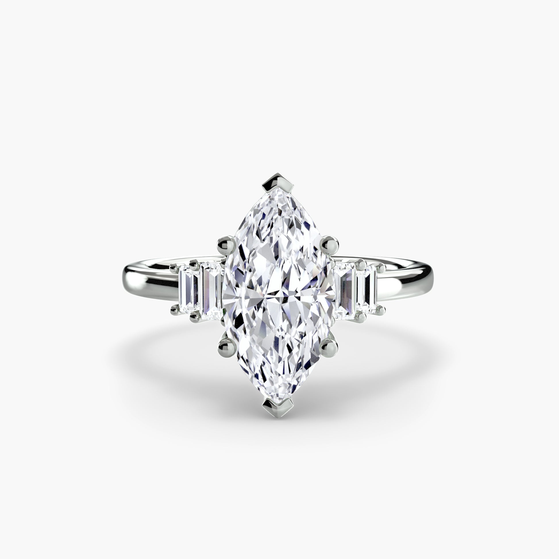 Solitaire accent baguette