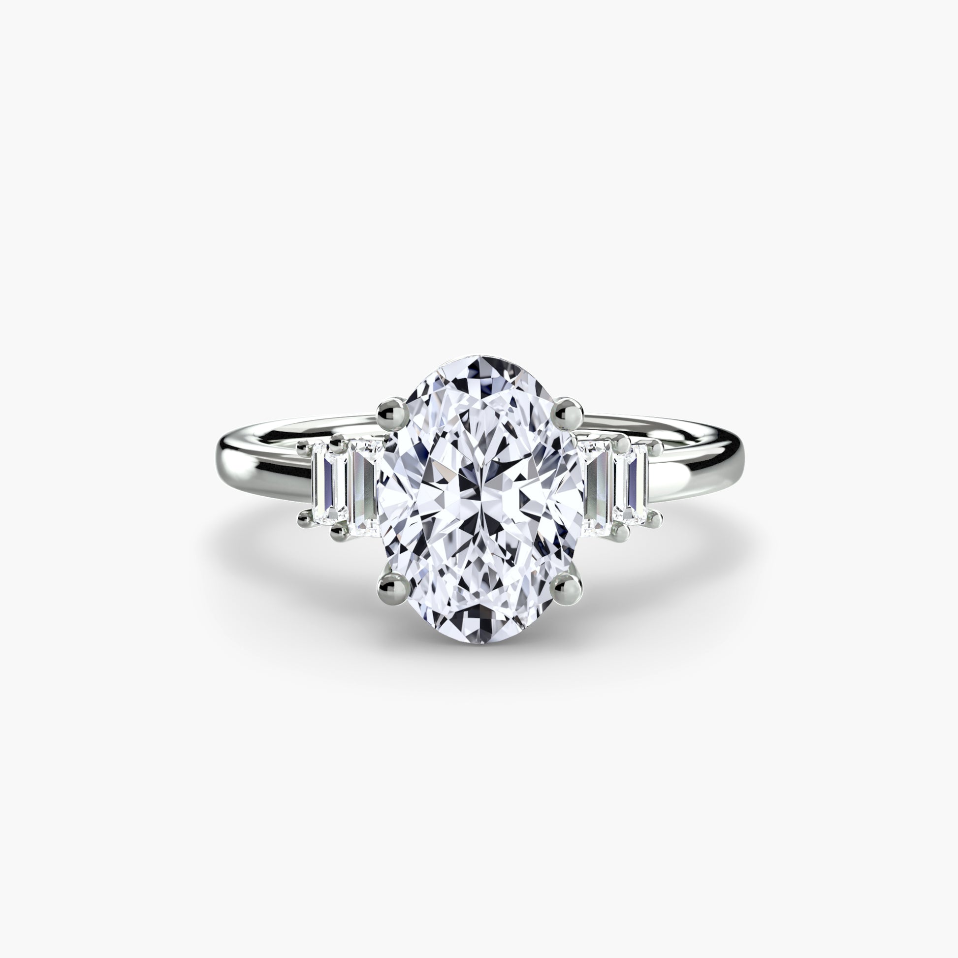 Solitaire accent baguette