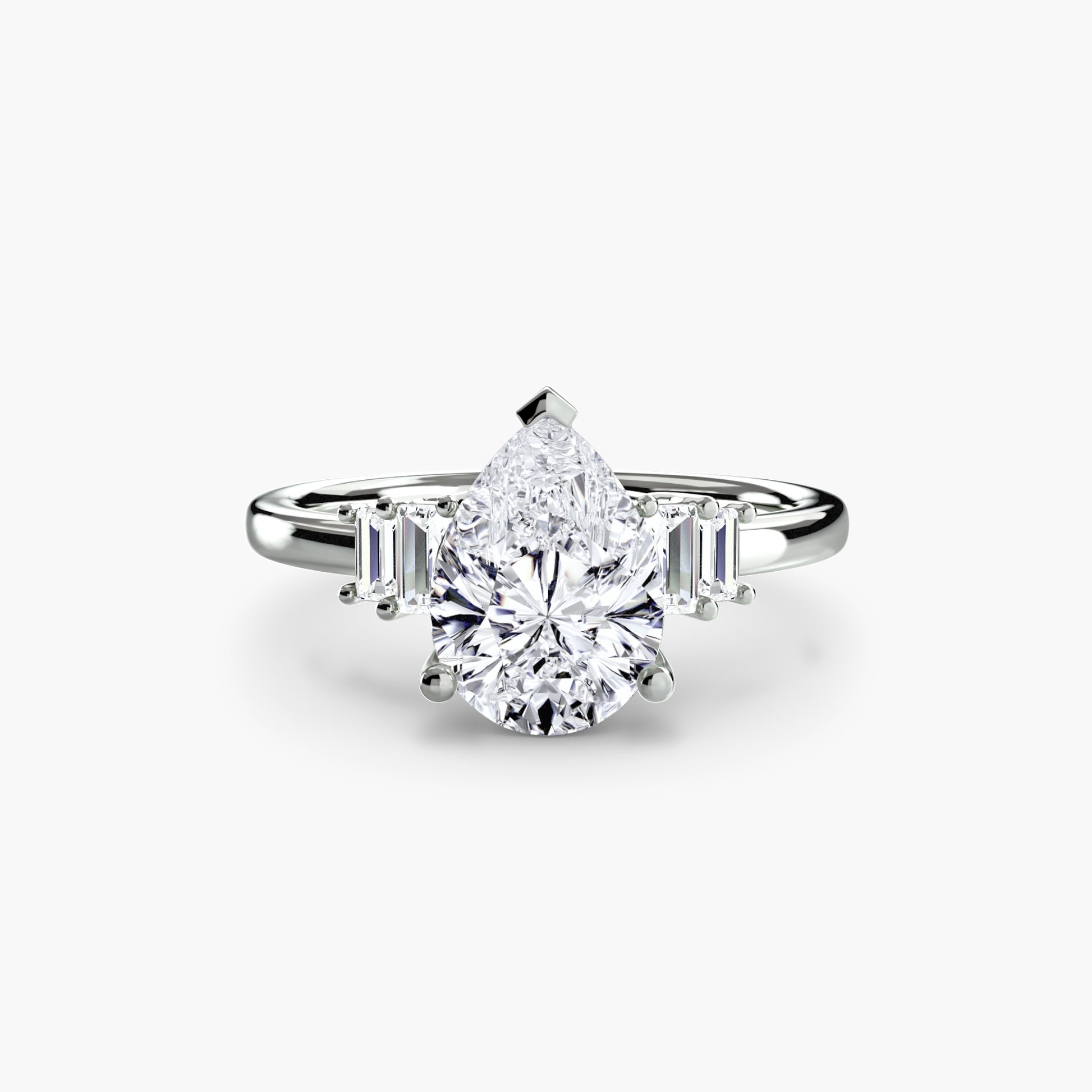 Solitaire accent baguette