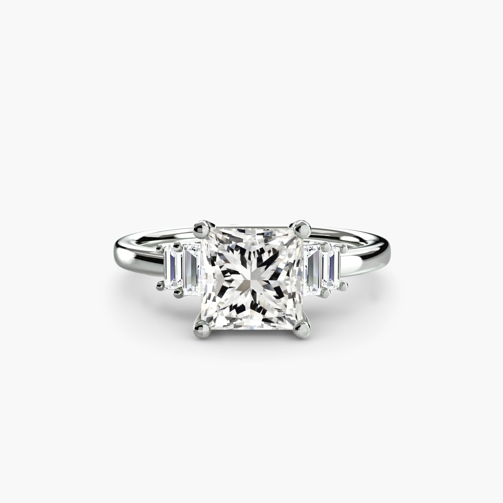 Solitaire accent baguette