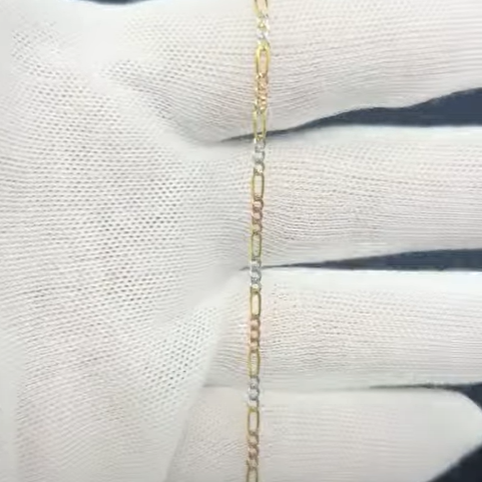 10k Gold Three tone Figaro Bracelet/Anklet