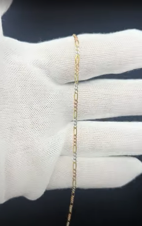 10k Gold Three tone Figaro Bracelet/Anklet