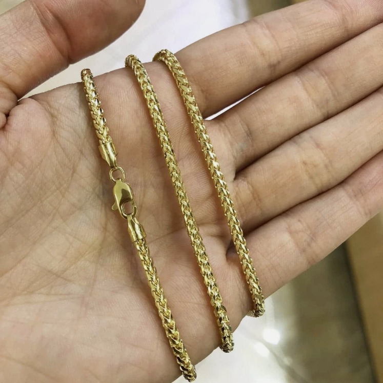 14k Gold Franco Chain 2.7mm + Blue topaz Necklace (special order for Steven)
