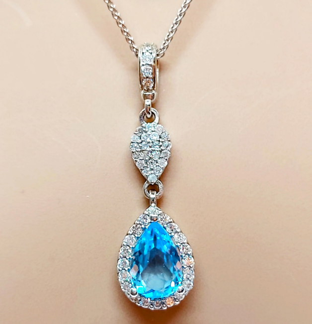 14k Gold Franco Chain 2.7mm + Blue topaz Necklace (special order for Steven)