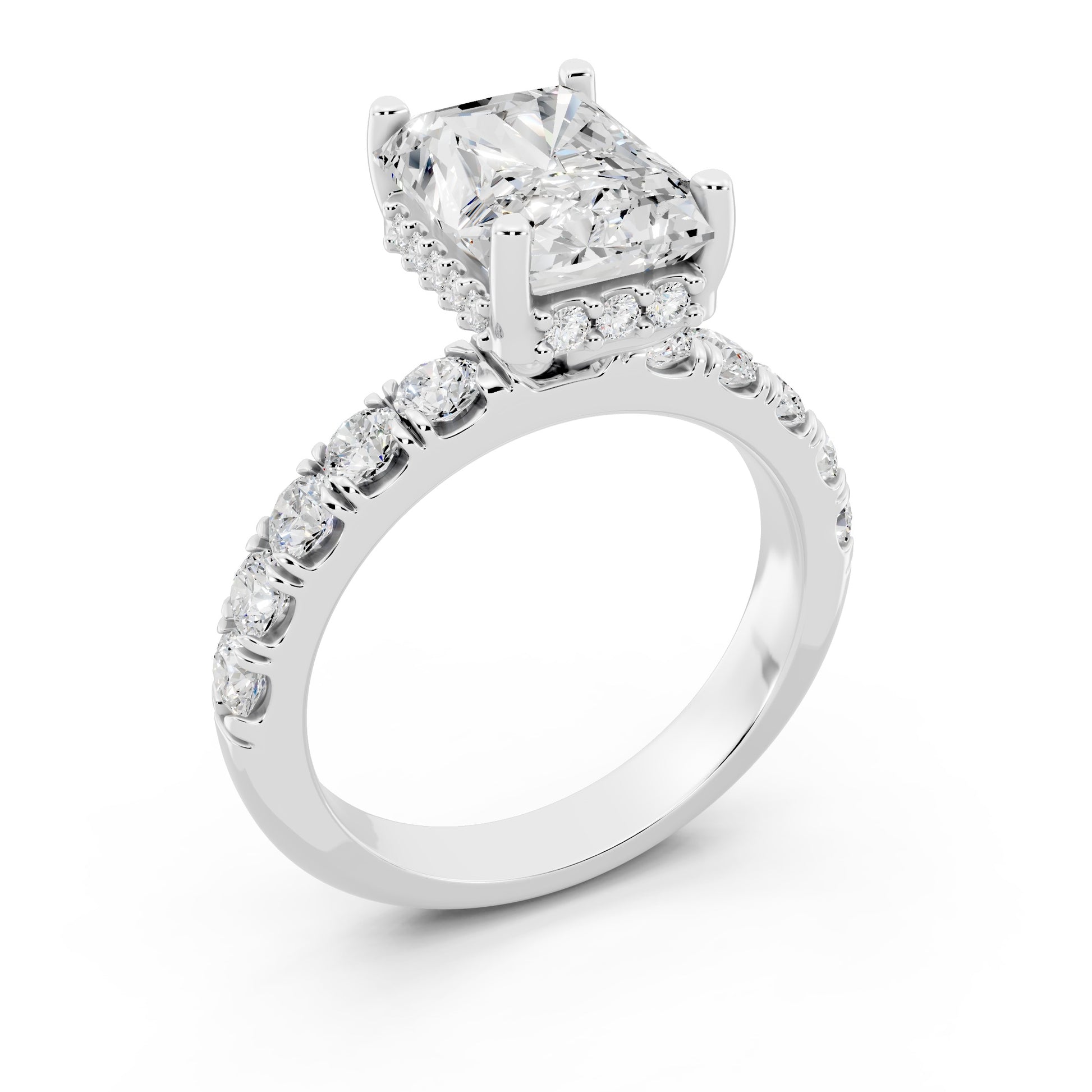 Half Eternity 2.5mm stones with pavé and hidden halo