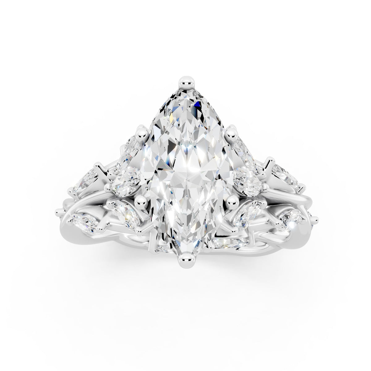Marquise Diamond Engagement Ring Floral Setting