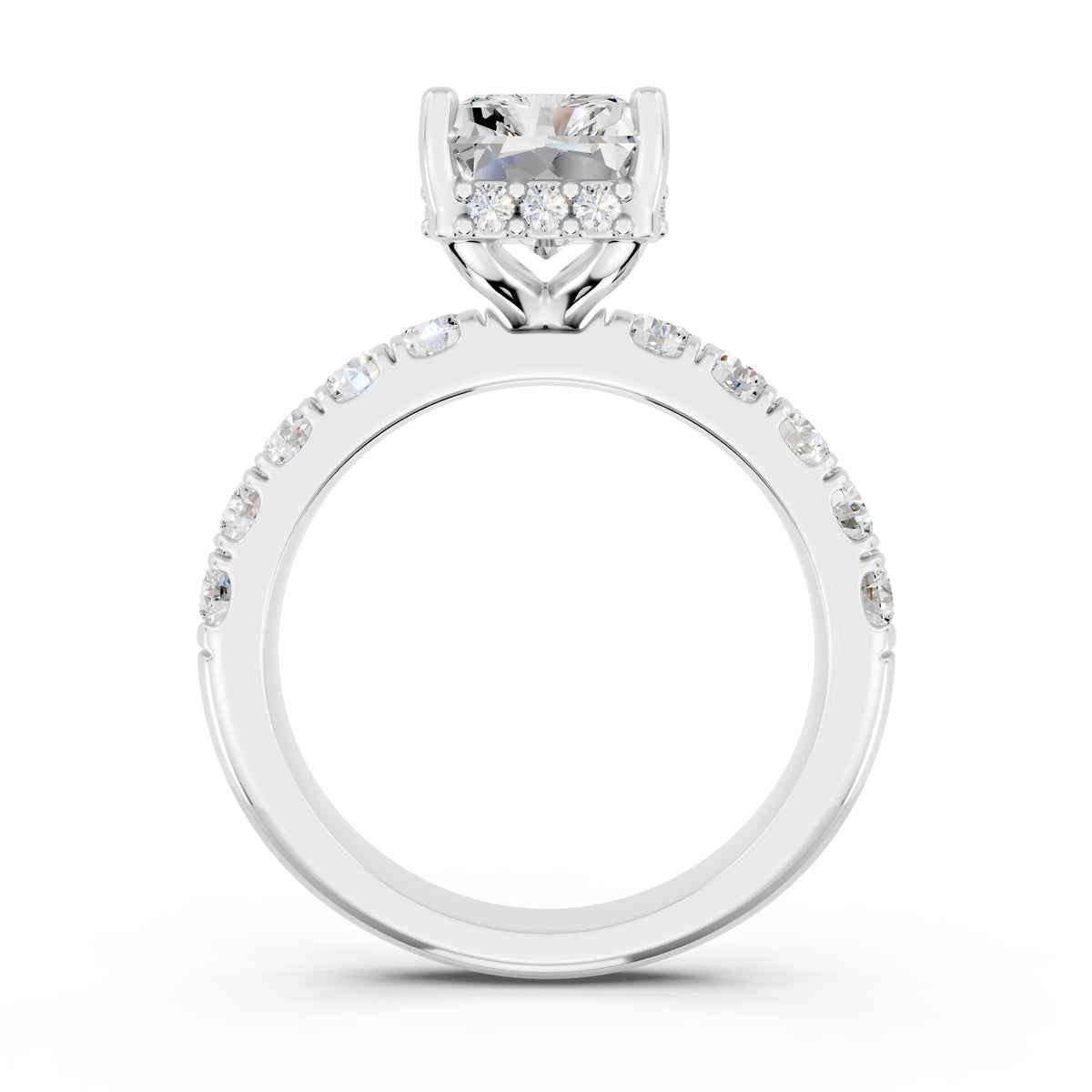 Half Eternity 2.5mm stones with pavé and hidden halo