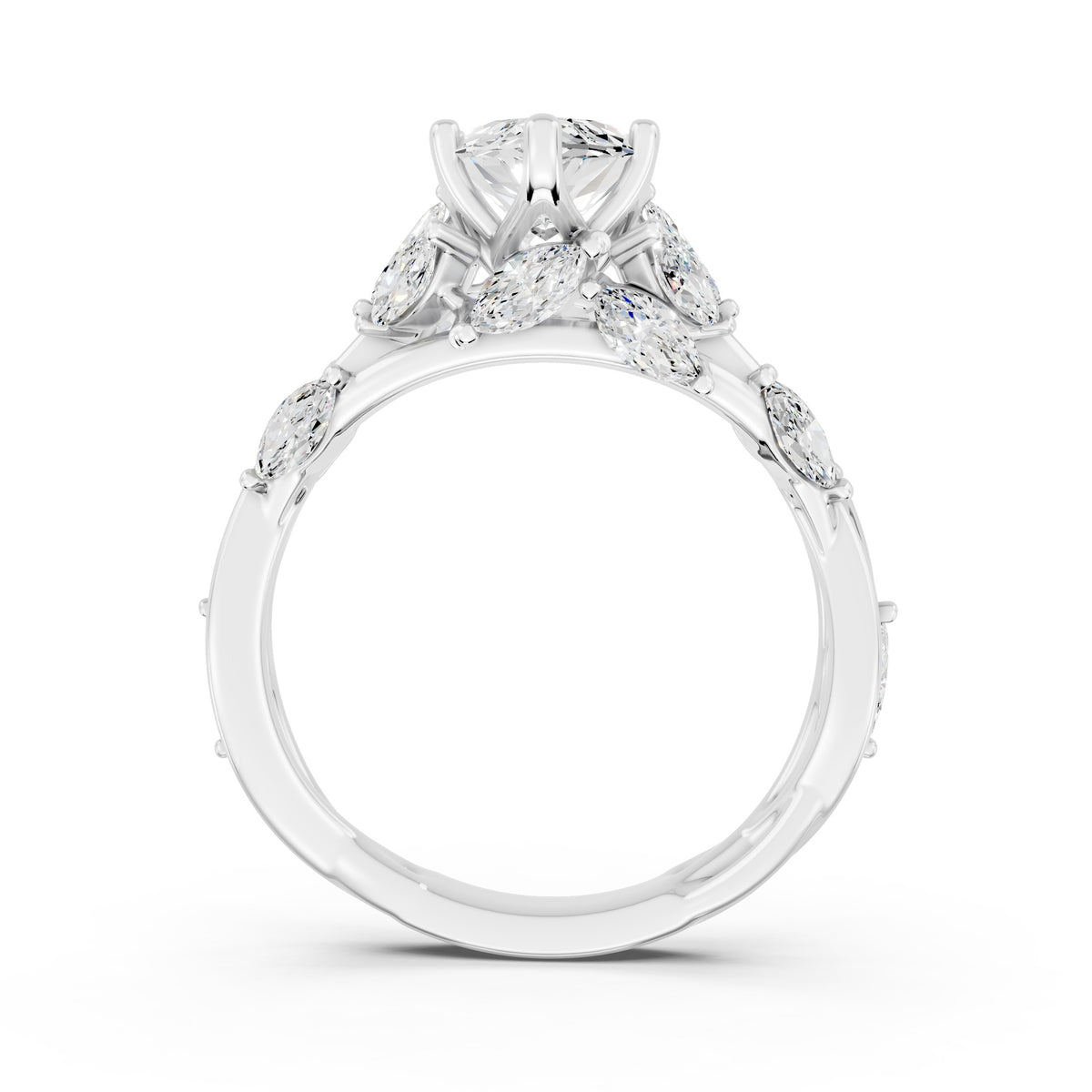 Marquise Diamond Engagement Ring Floral Setting