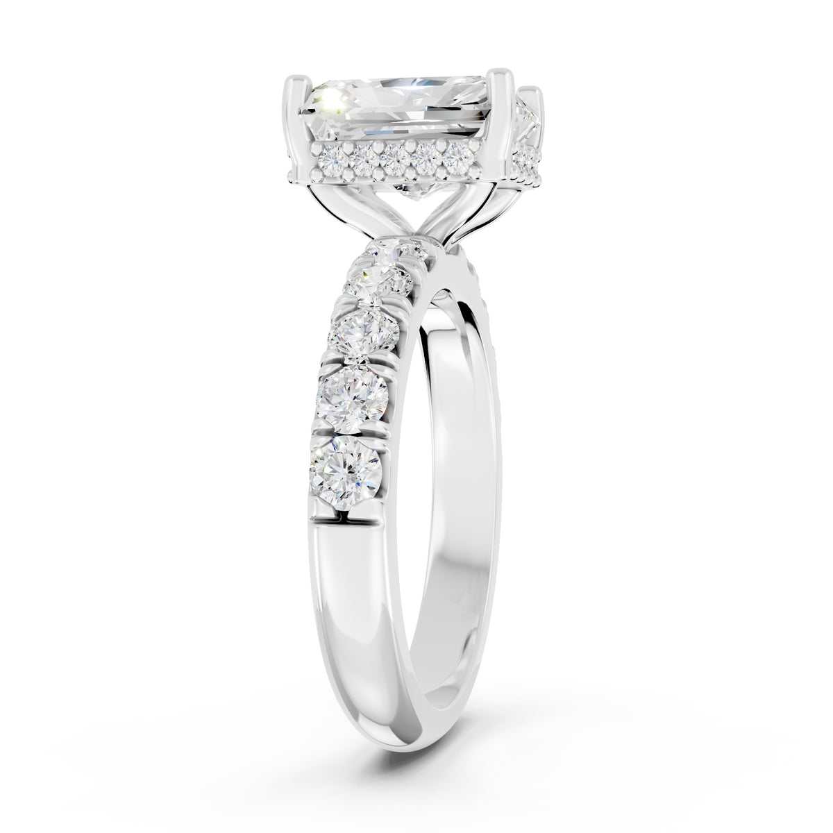 Half Eternity 2.5mm stones with pavé and hidden halo