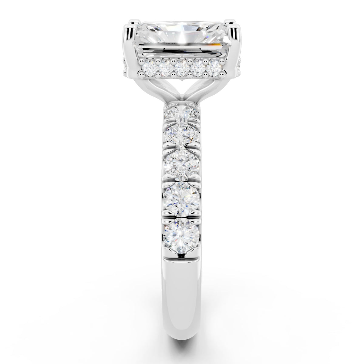 Half Eternity 2.5mm stones with pavé and hidden halo