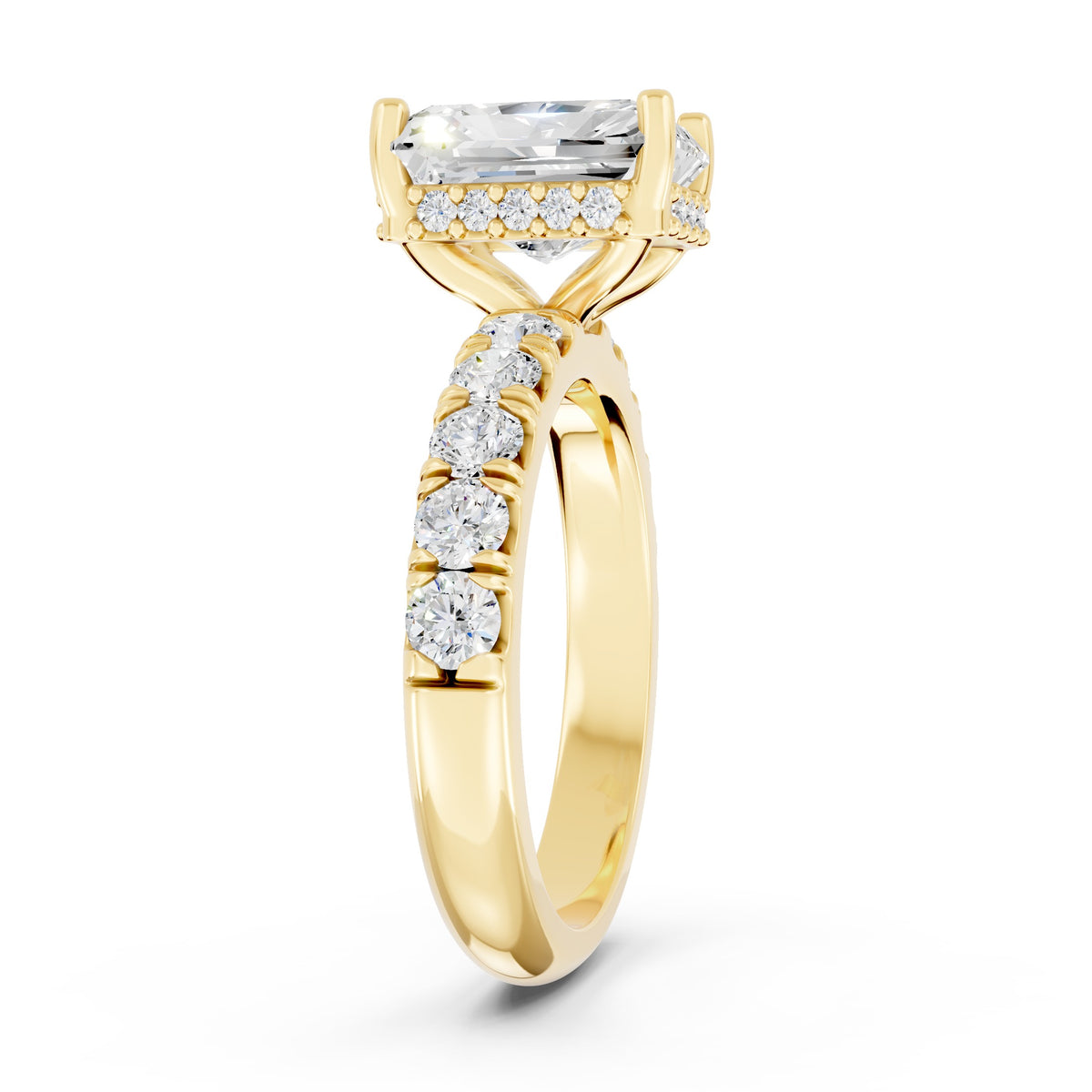 Half Eternity 2.5mm stones with pavé and hidden halo