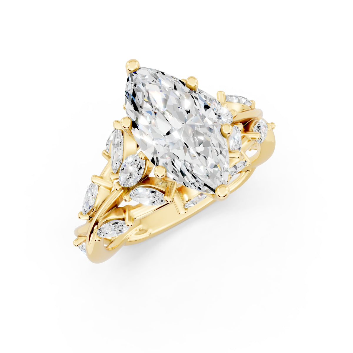 Marquise Diamond Engagement Ring Floral Setting