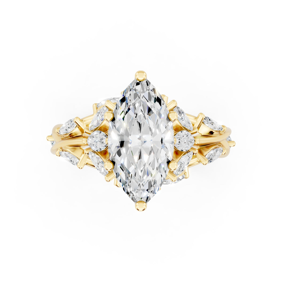 Marquise Diamond Engagement Ring Floral Setting