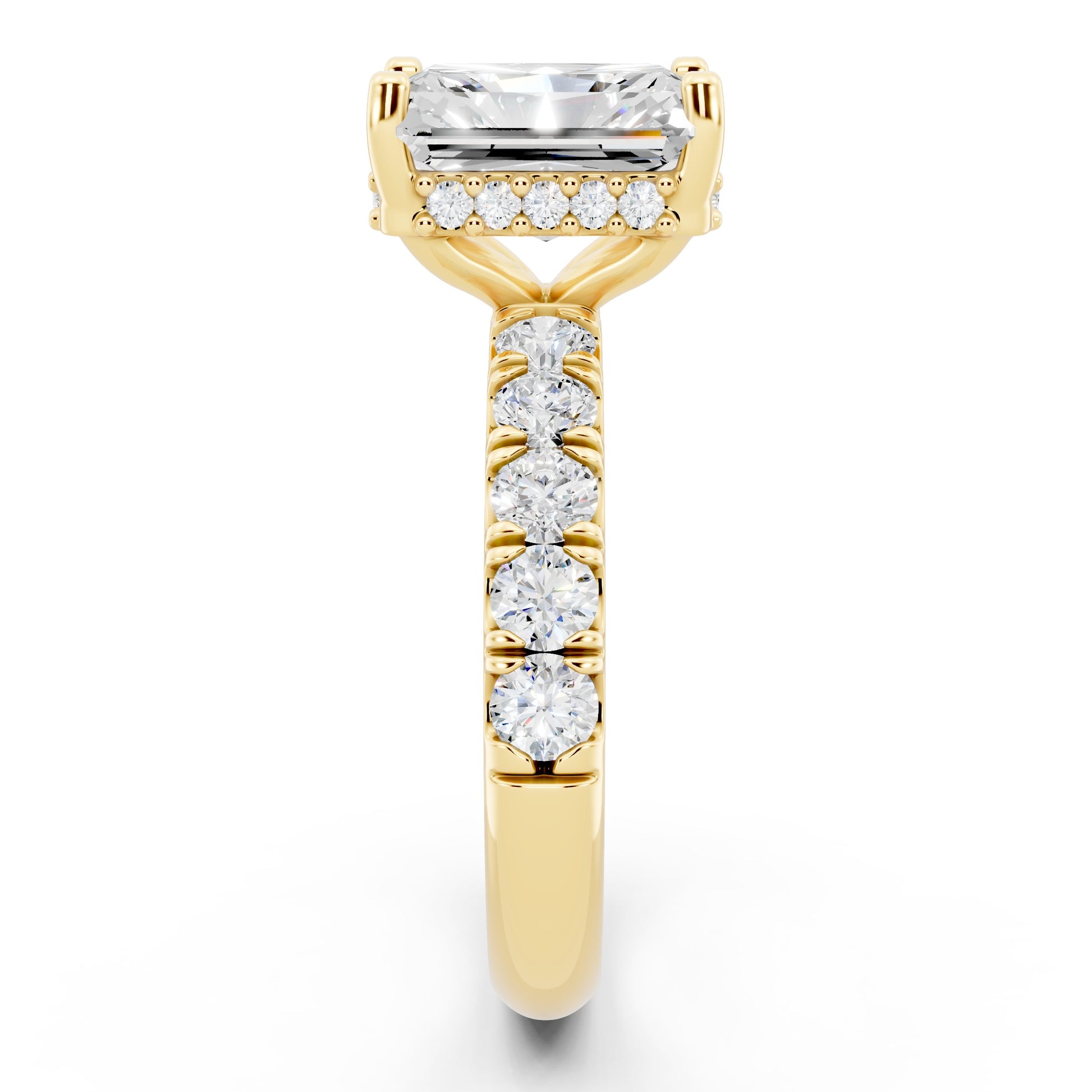 Half Eternity 2.5mm stones with pavé and hidden halo