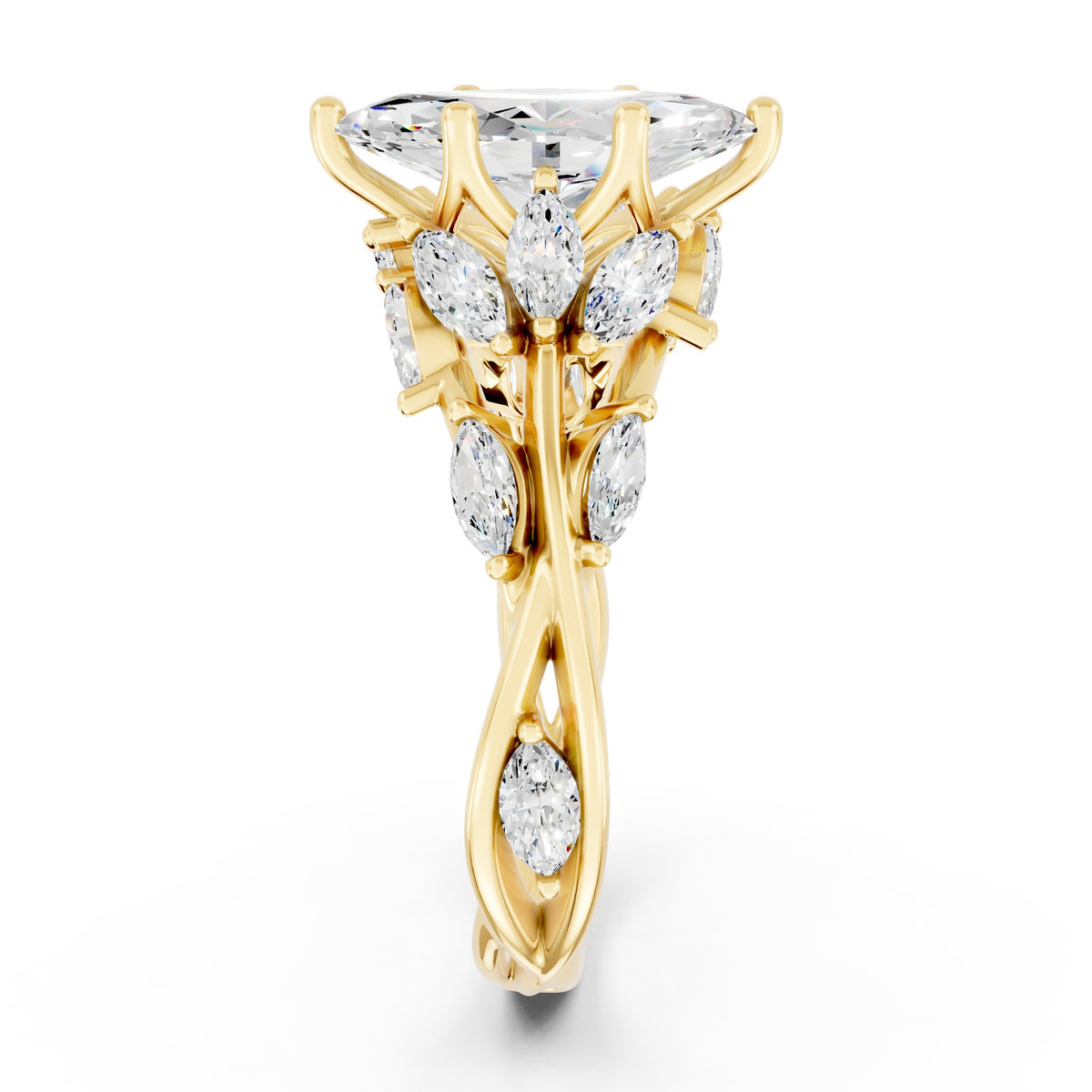 Marquise Diamond Engagement Ring Floral Setting