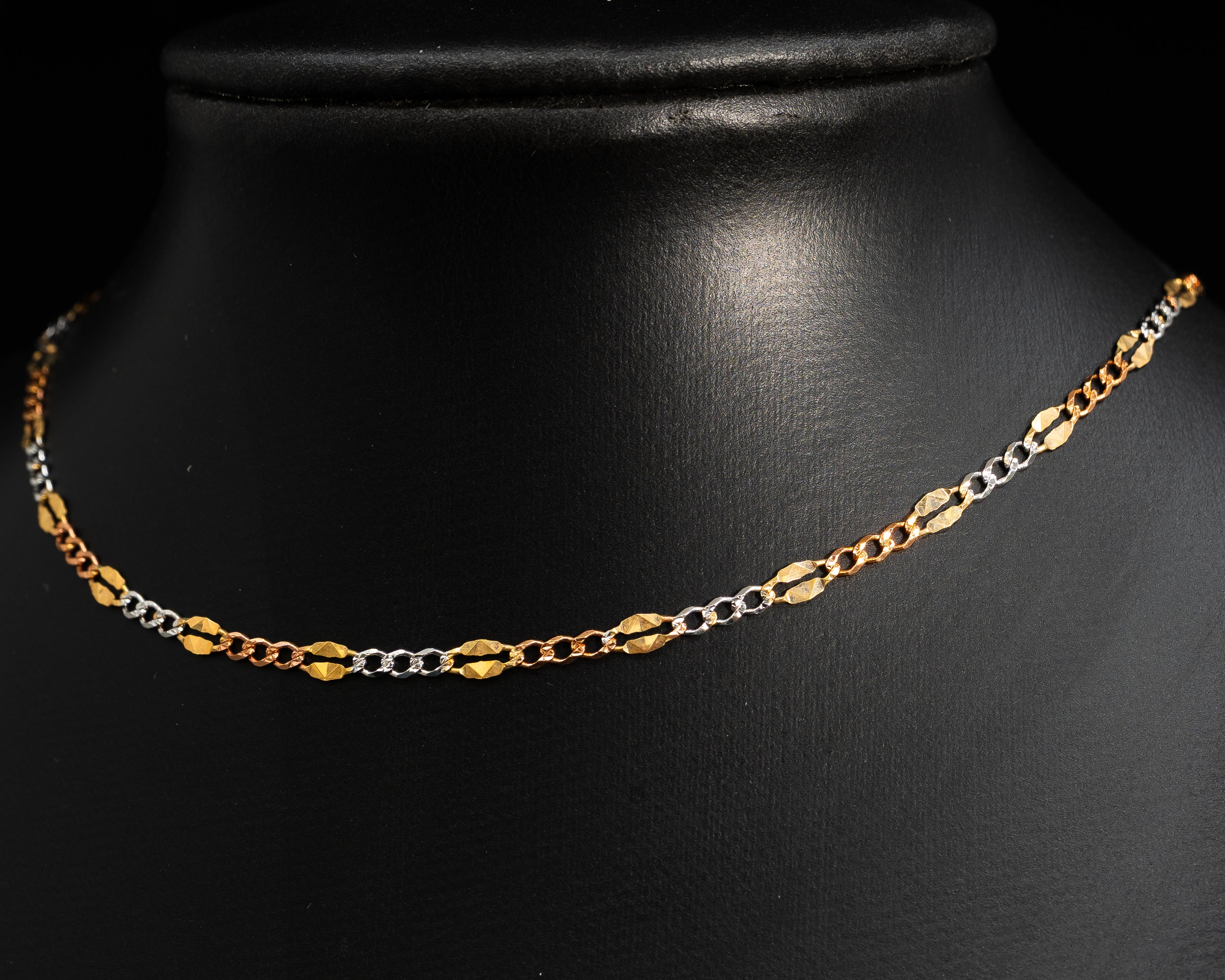 10k Gold Tri color Curb Solid Chain 3.5mm