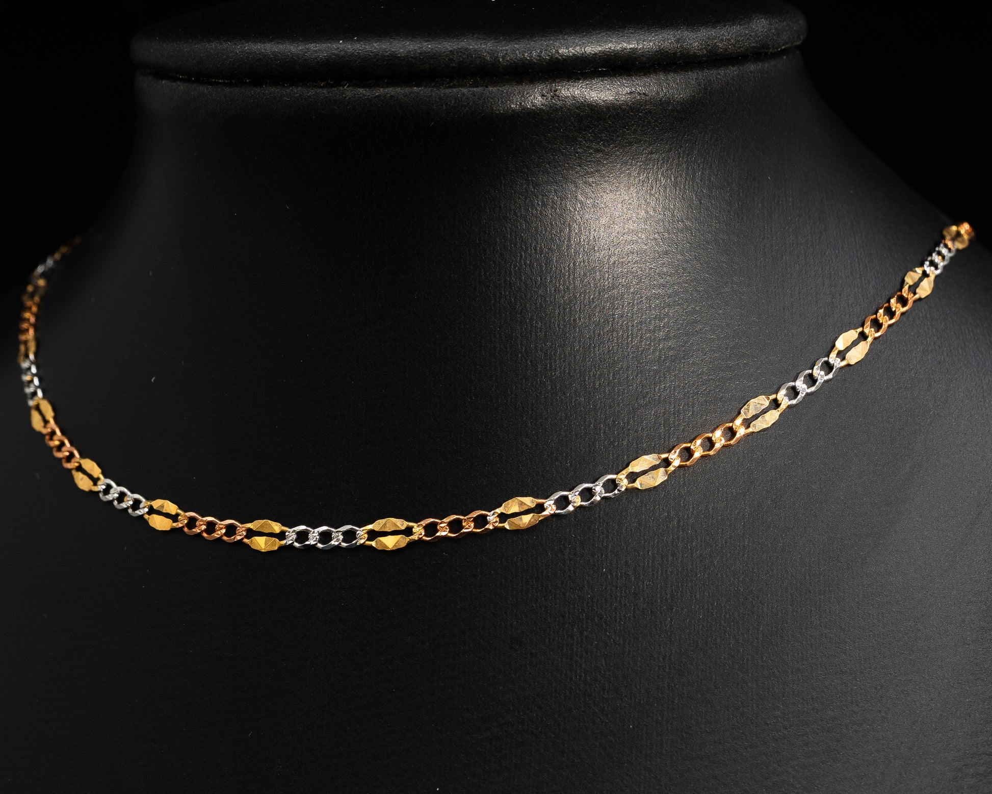 10k Gold Tri color Curb Solid Chain 3.5mm