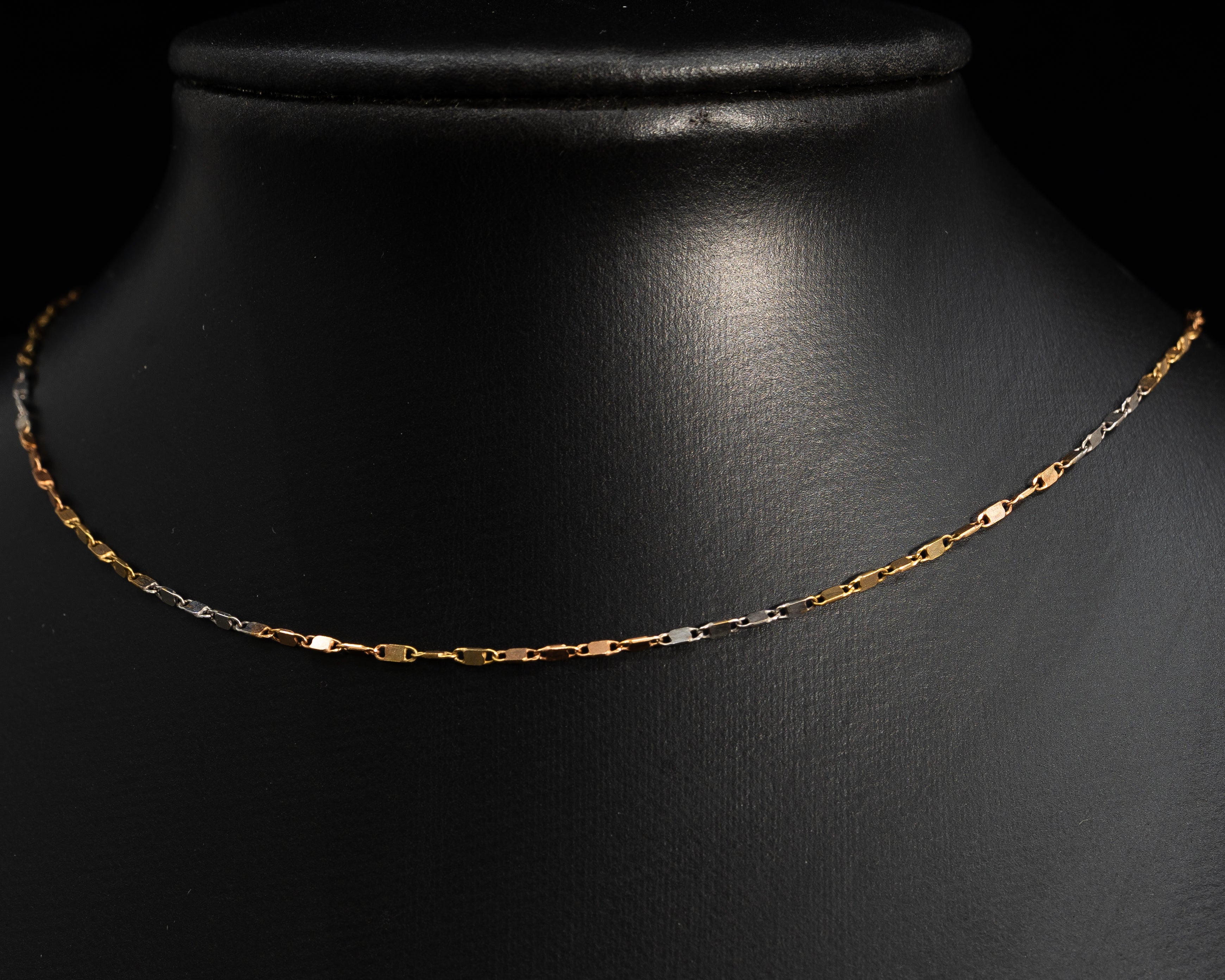 10k Solid Gold Tri color unique chain 1.5mm