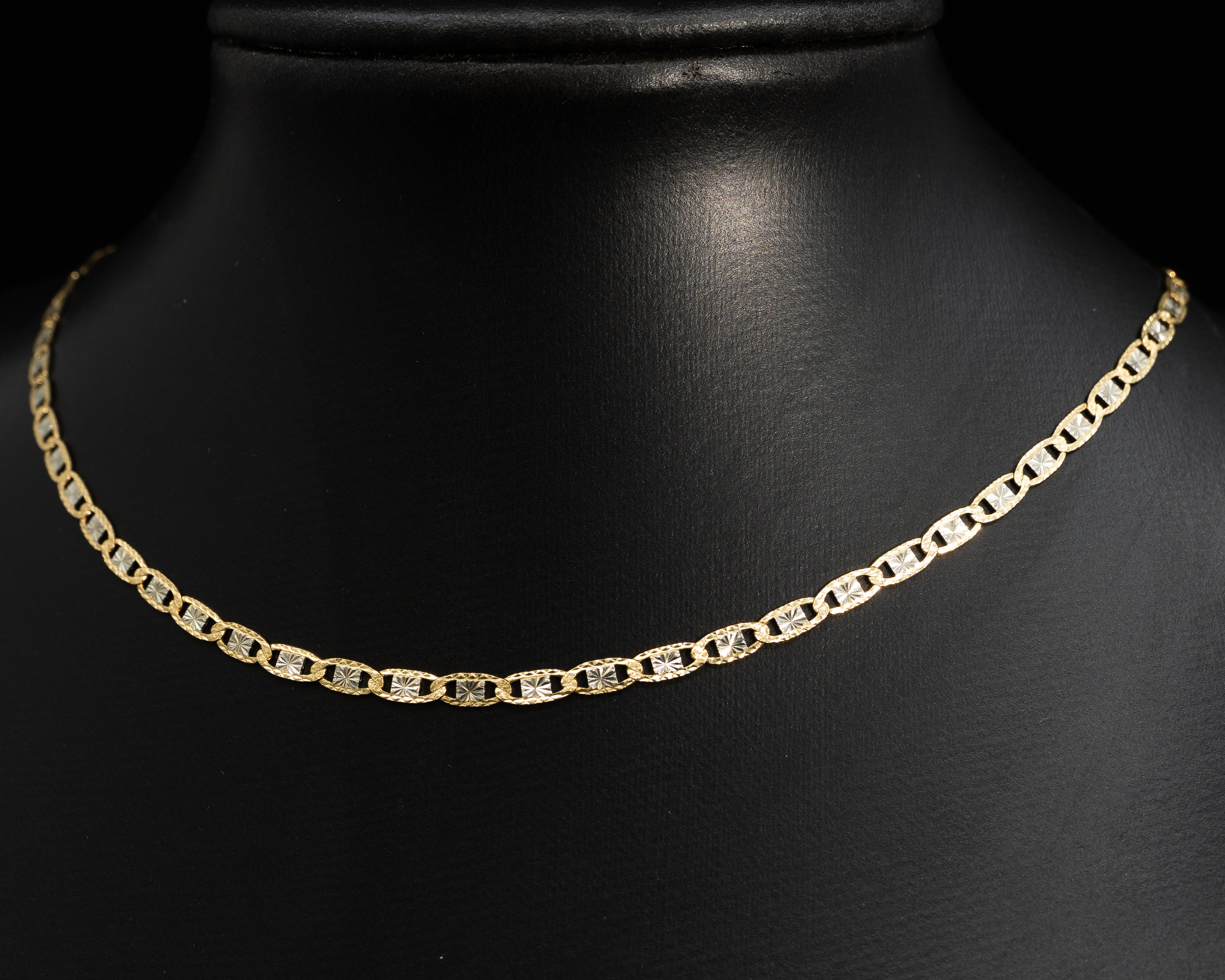10k Solid Gold Mariner chain 2 tone Diamond cut 3.5mm