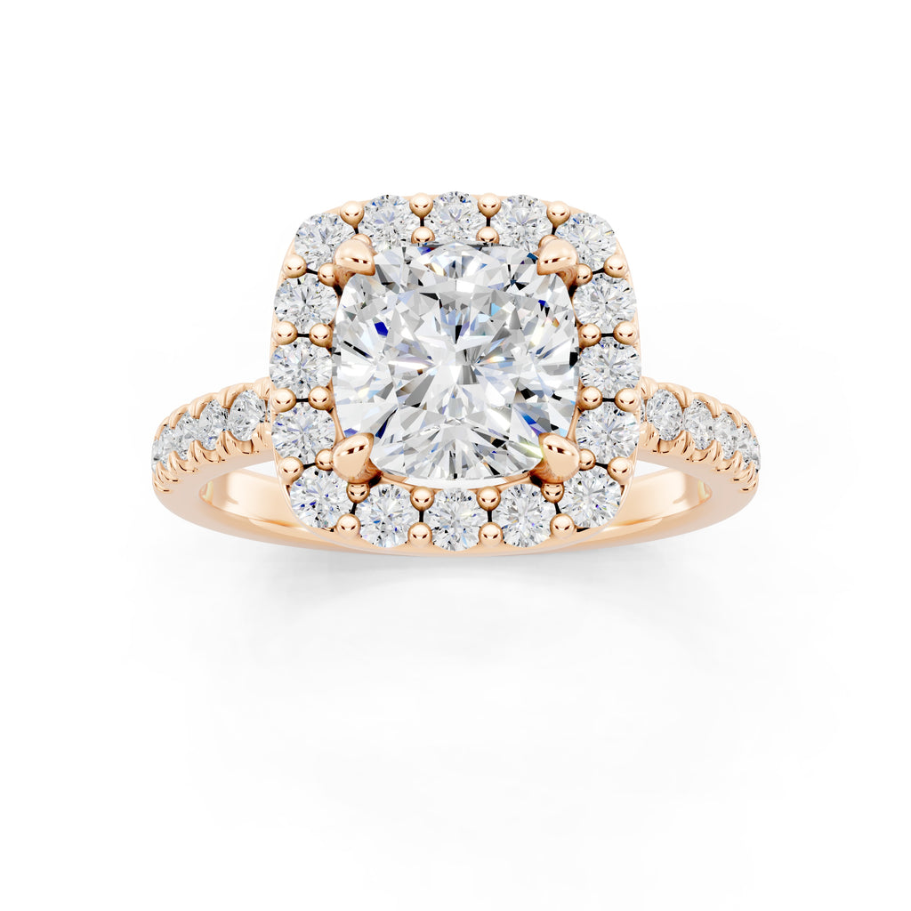 Customizable 1.5ct Lab Diamond Cushion cut Halo Engagement Ring