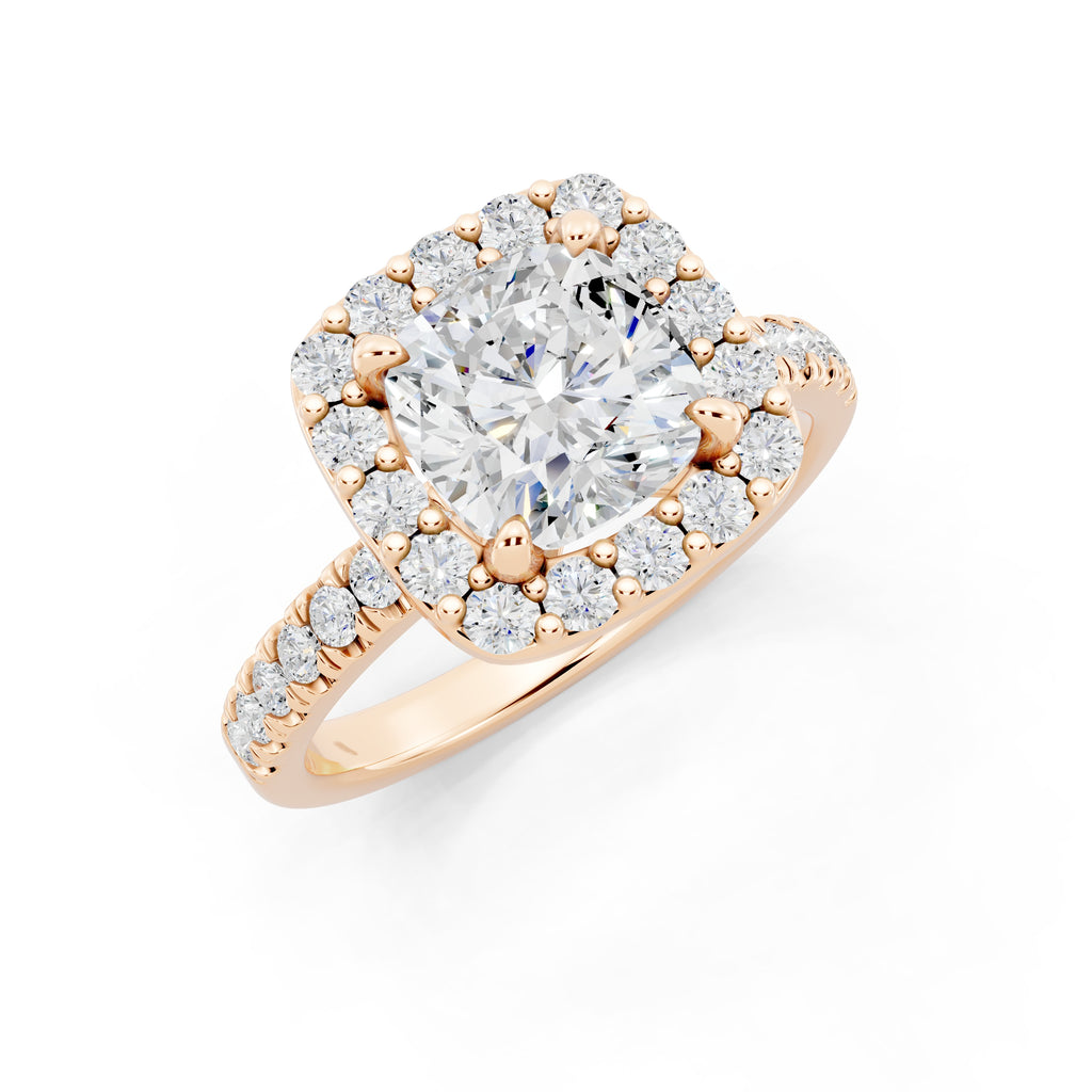 Customizable 1.5ct Lab Diamond Cushion cut Halo Engagement Ring