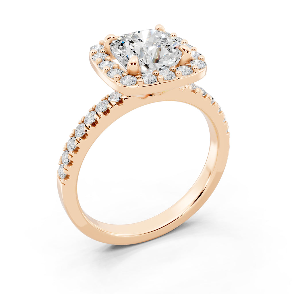 Customizable 1.5ct Lab Diamond Cushion cut Halo Engagement Ring