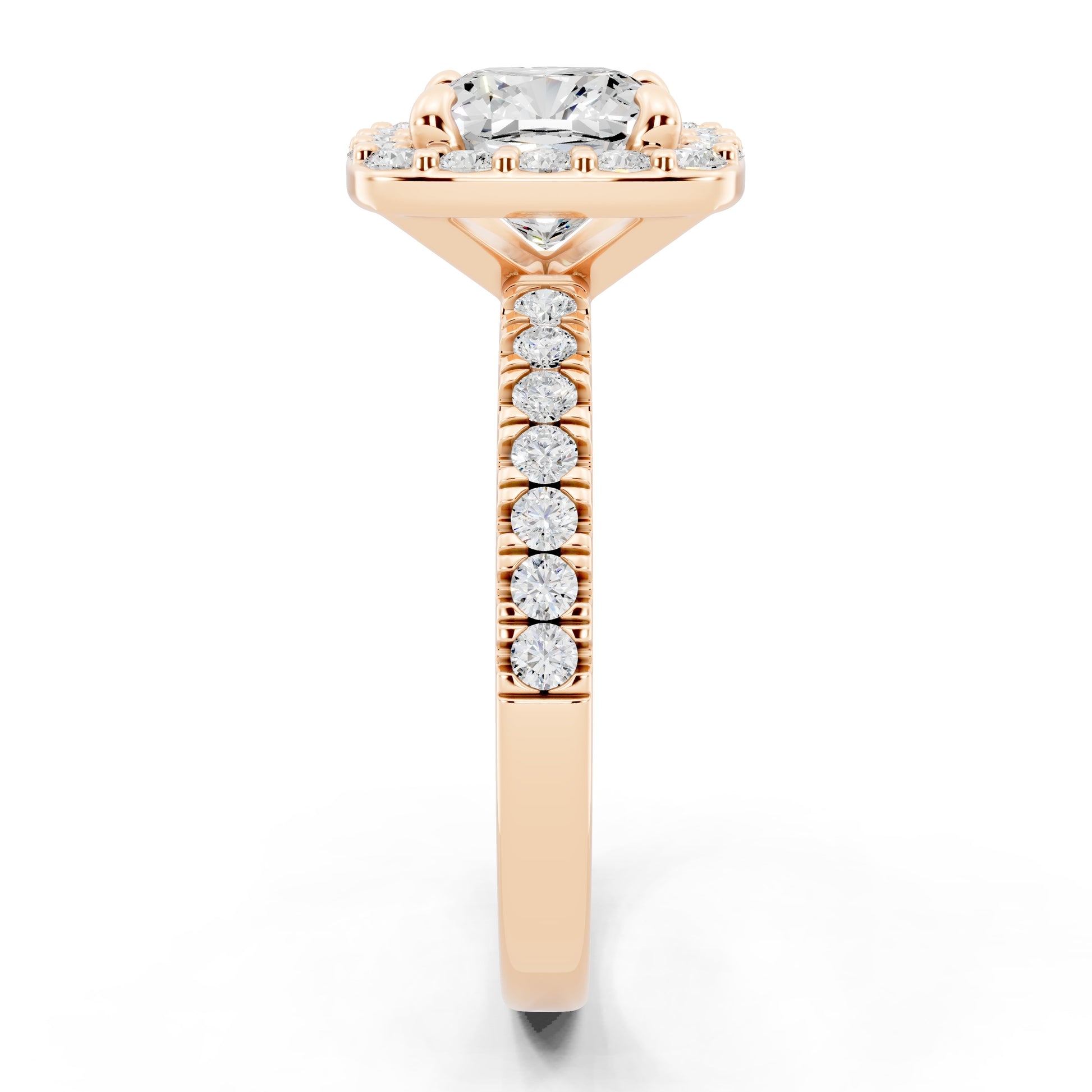Customizable 1.5ct Lab Diamond Cushion cut Halo Engagement Ring