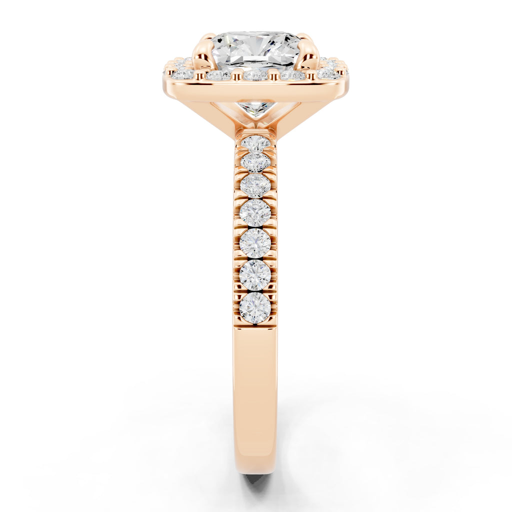 Customizable 1.5ct Lab Diamond Cushion cut Halo Engagement Ring