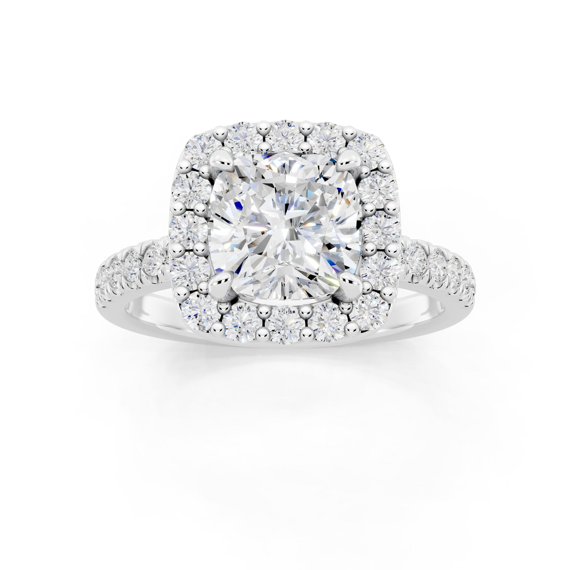 Customizable 1.5ct Lab Diamond Cushion cut Halo Engagement Ring