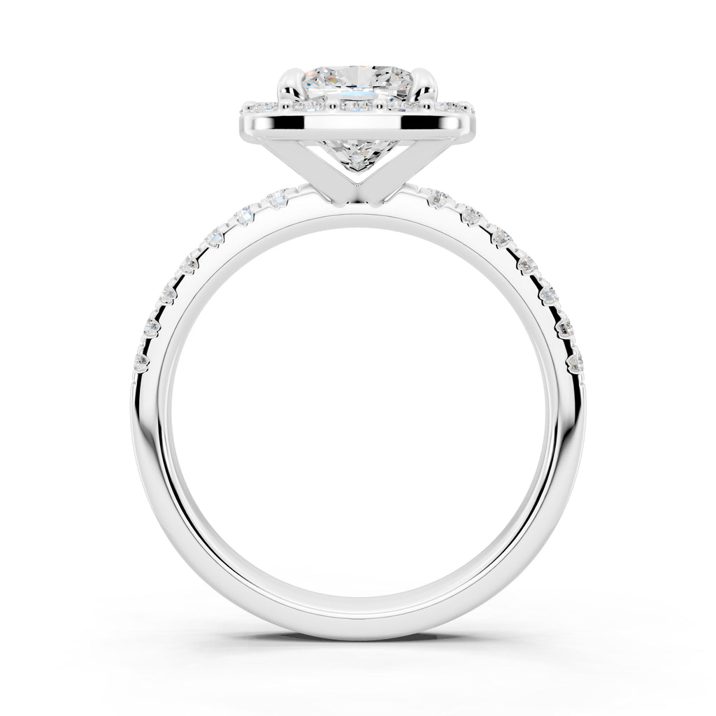 Customizable 1.5ct Lab Diamond Cushion cut Halo Engagement Ring