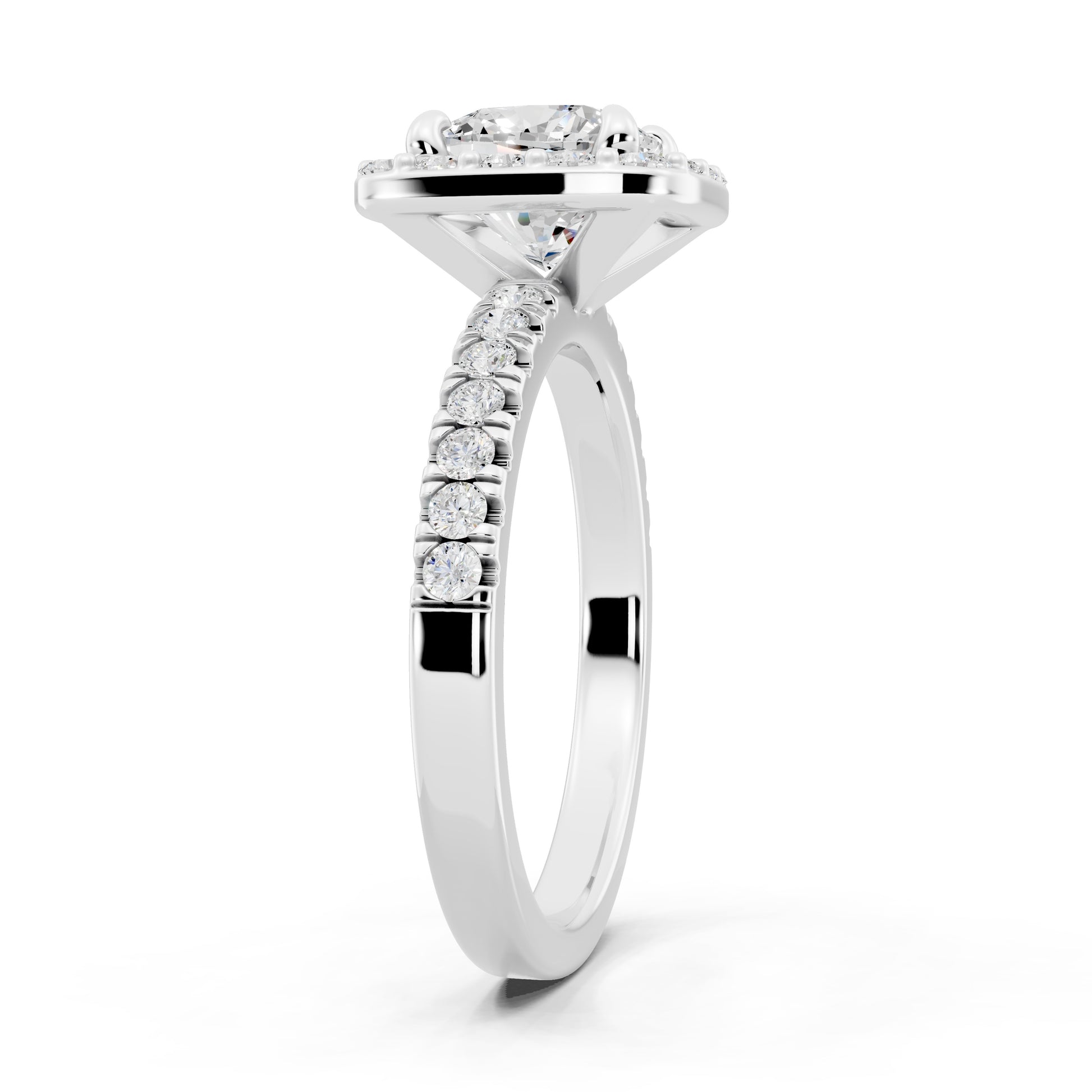 Customizable 1.5ct Lab Diamond Cushion cut Halo Engagement Ring