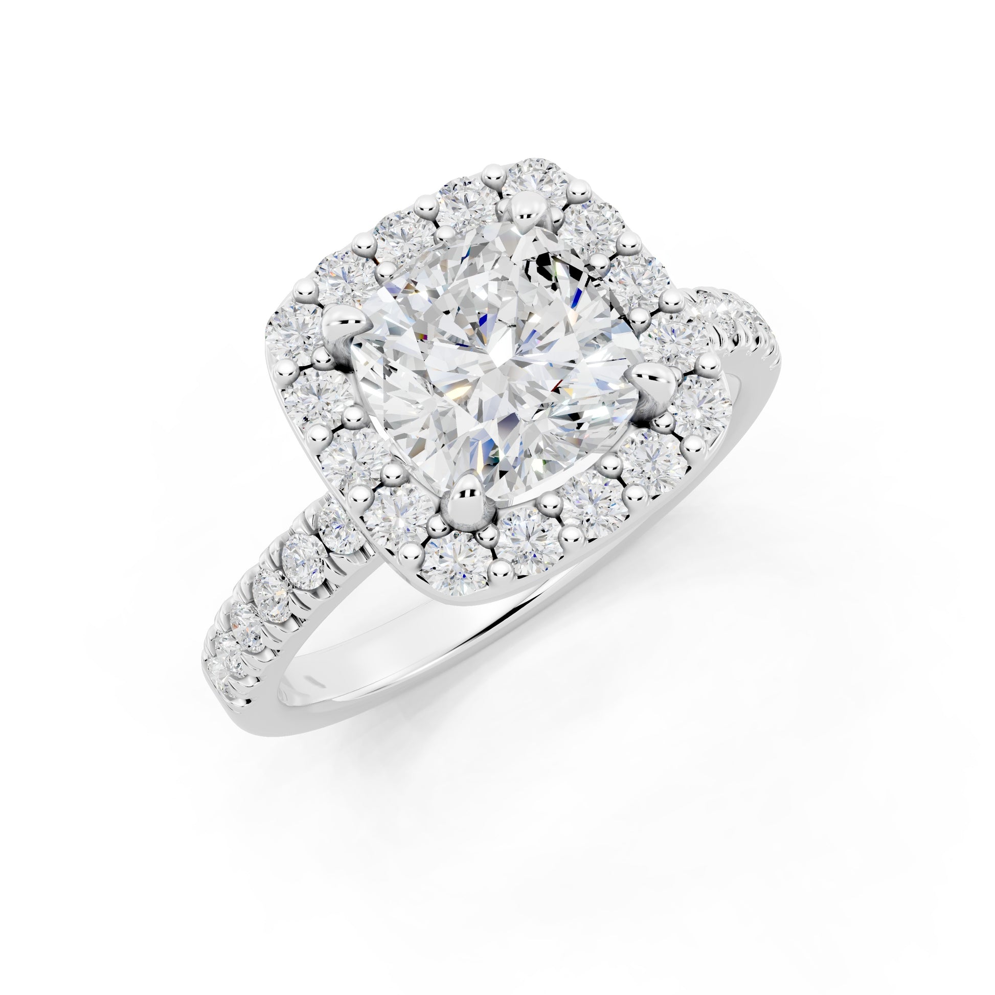 Customizable 1.5ct Lab Diamond Cushion cut Halo Engagement Ring
