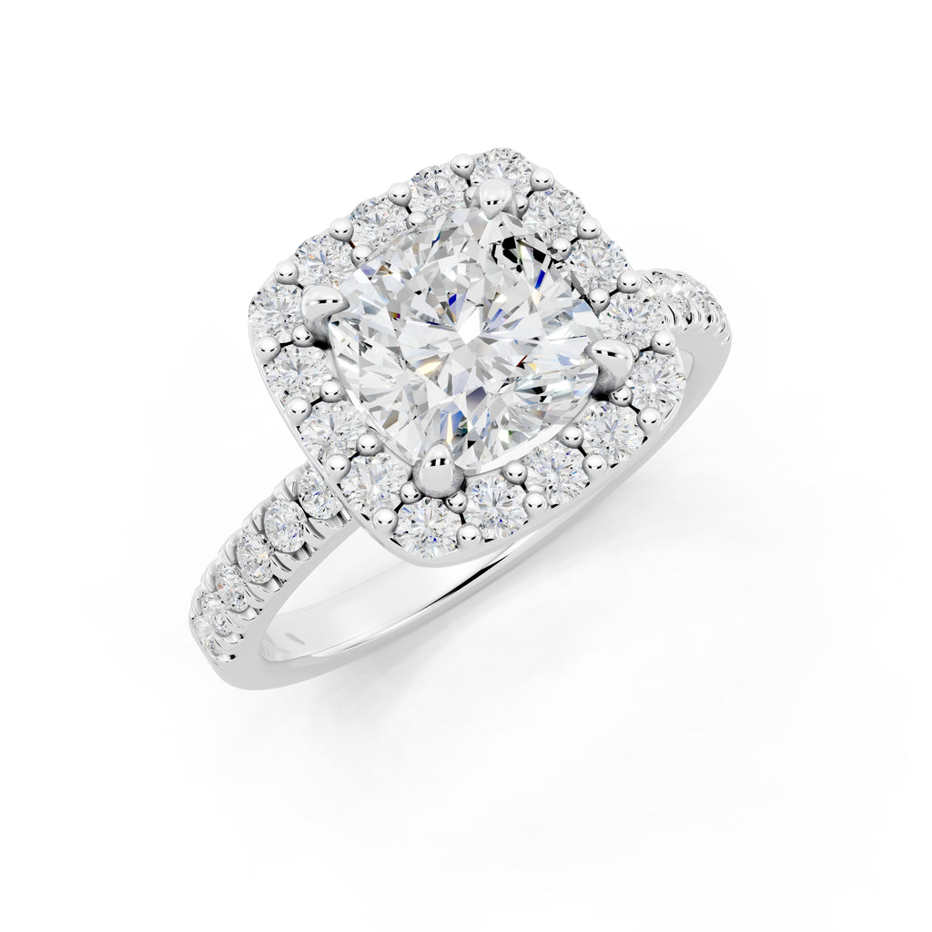 Customizable 1.5ct Lab Diamond Cushion cut Halo Engagement Ring