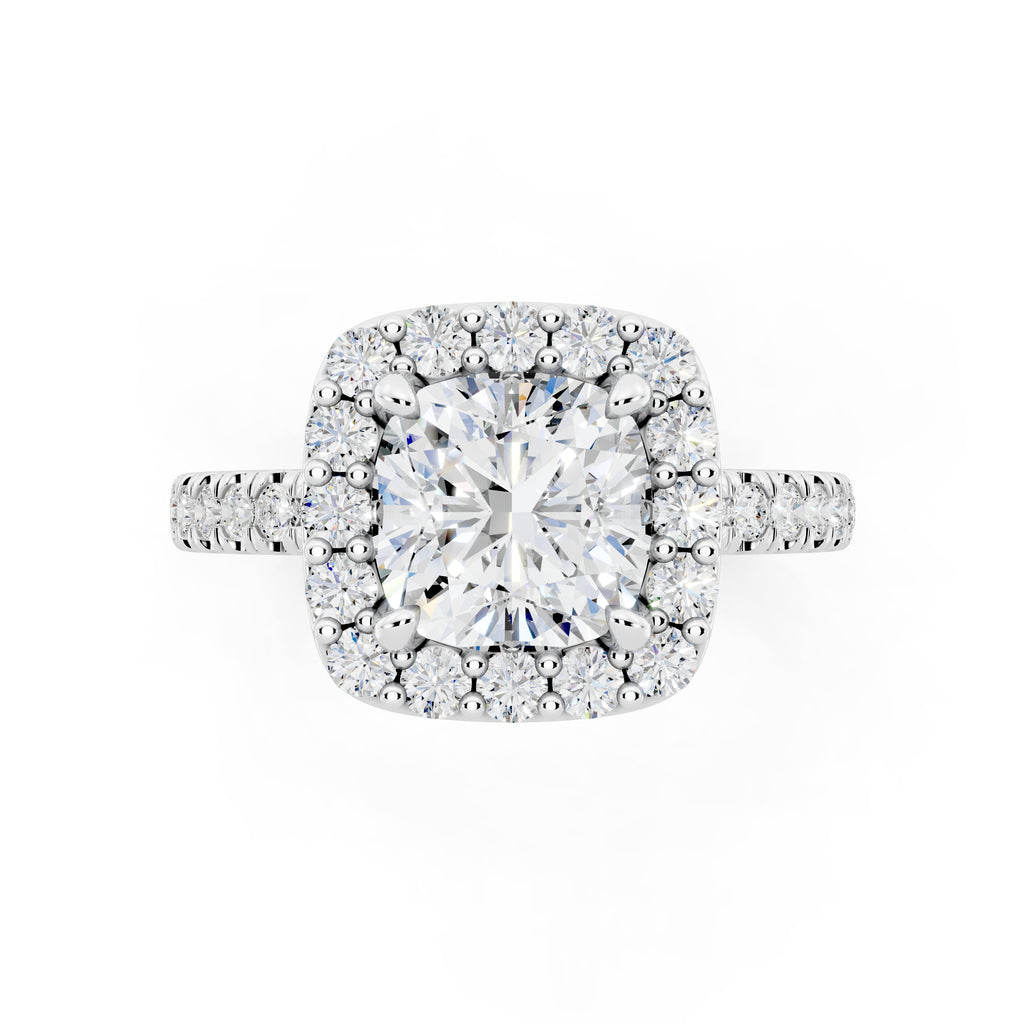 Customizable 1.5ct Lab Diamond Cushion cut Halo Engagement Ring