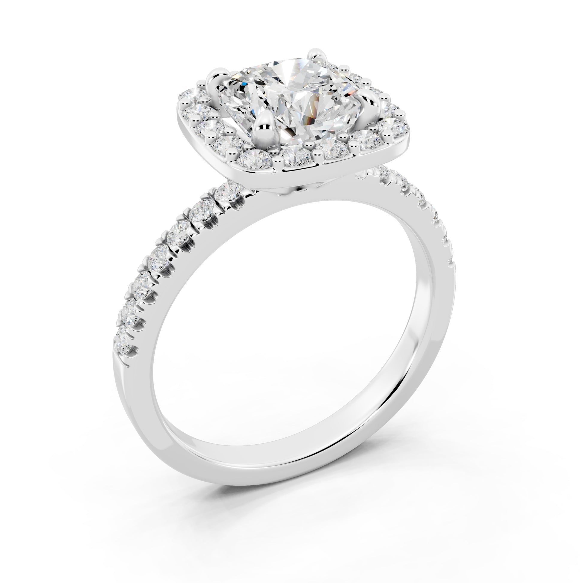 Customizable 1.5ct Lab Diamond Cushion cut Halo Engagement Ring