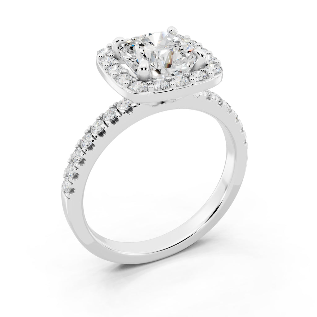 Customizable 1.5ct Lab Diamond Cushion cut Halo Engagement Ring