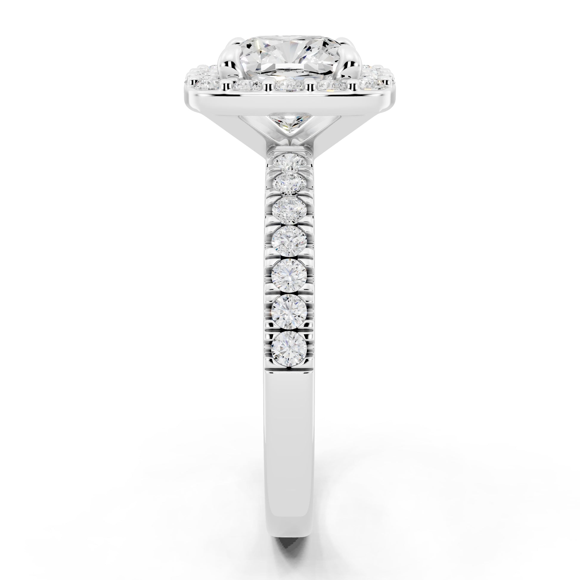 Customizable 1.5ct Lab Diamond Cushion cut Halo Engagement Ring