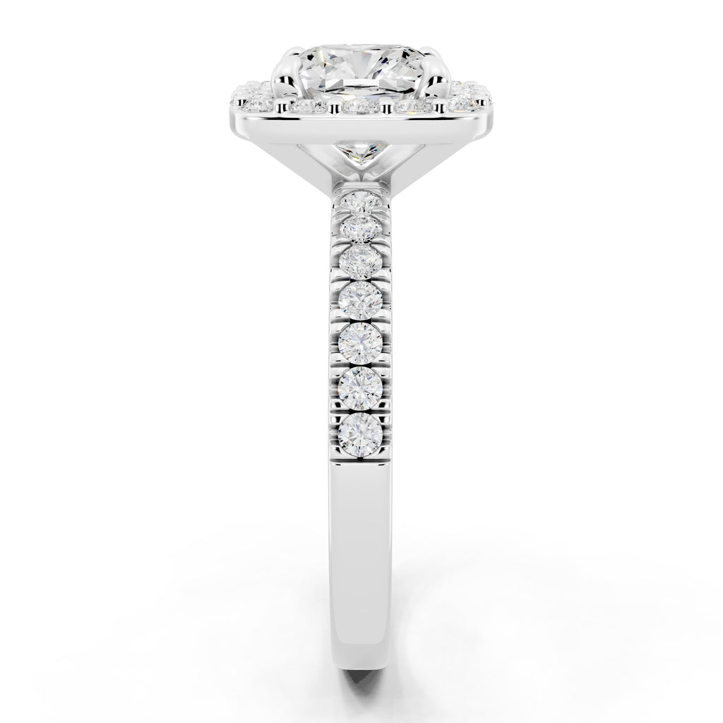 Customizable 1.5ct Lab Diamond Cushion cut Halo Engagement Ring