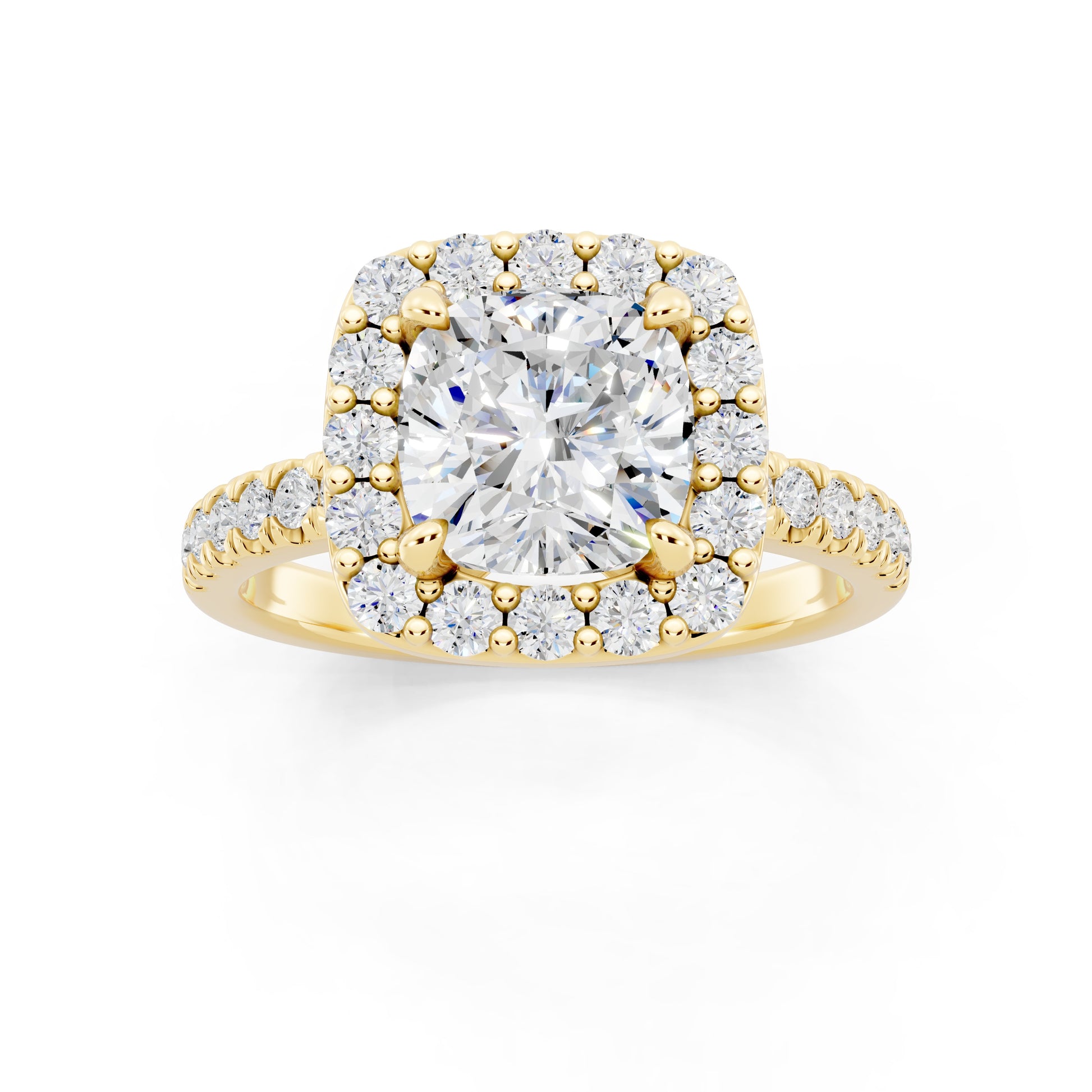 Customizable 1.5ct Lab Diamond Cushion cut Halo Engagement Ring