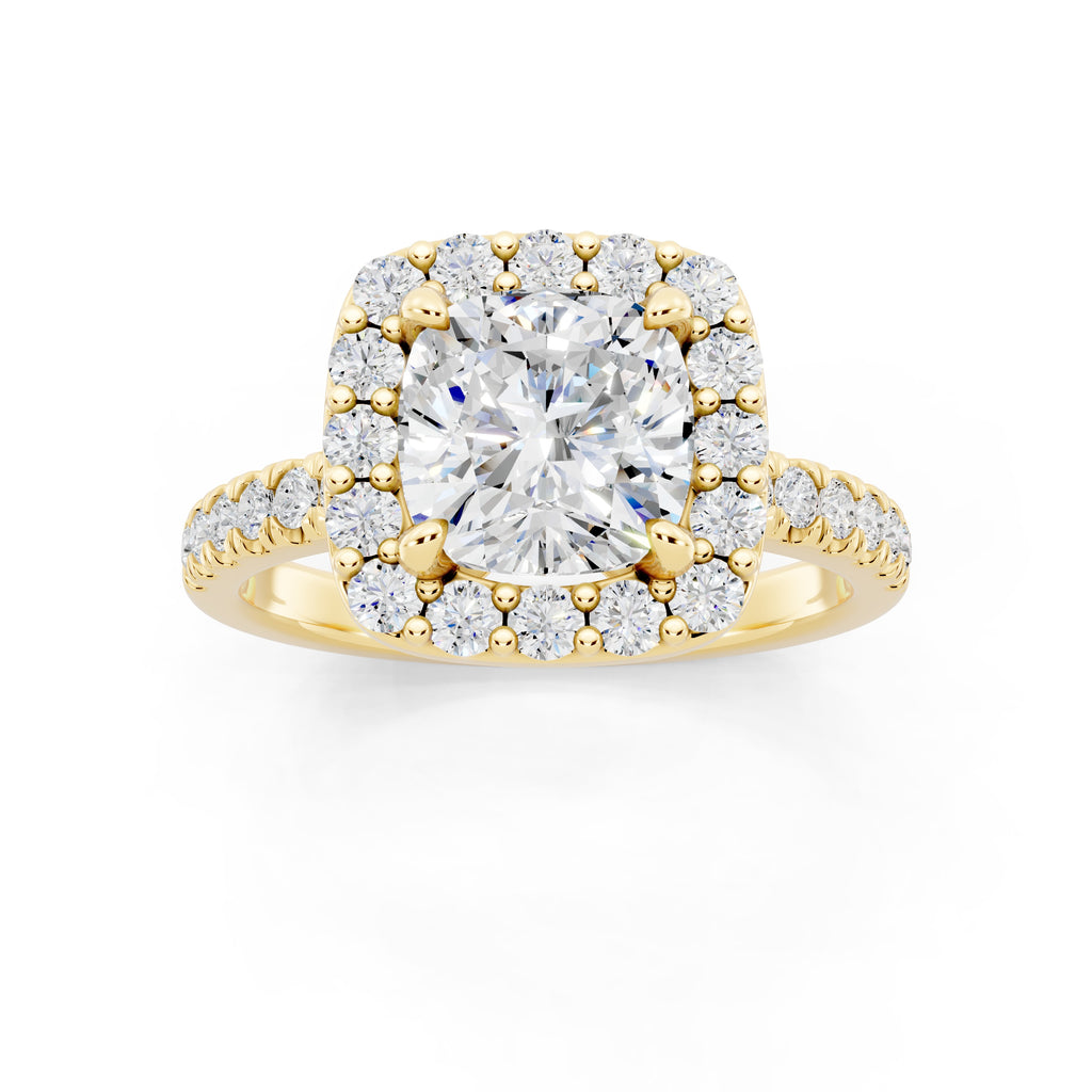 Customizable 1.5ct Lab Diamond Cushion cut Halo Engagement Ring