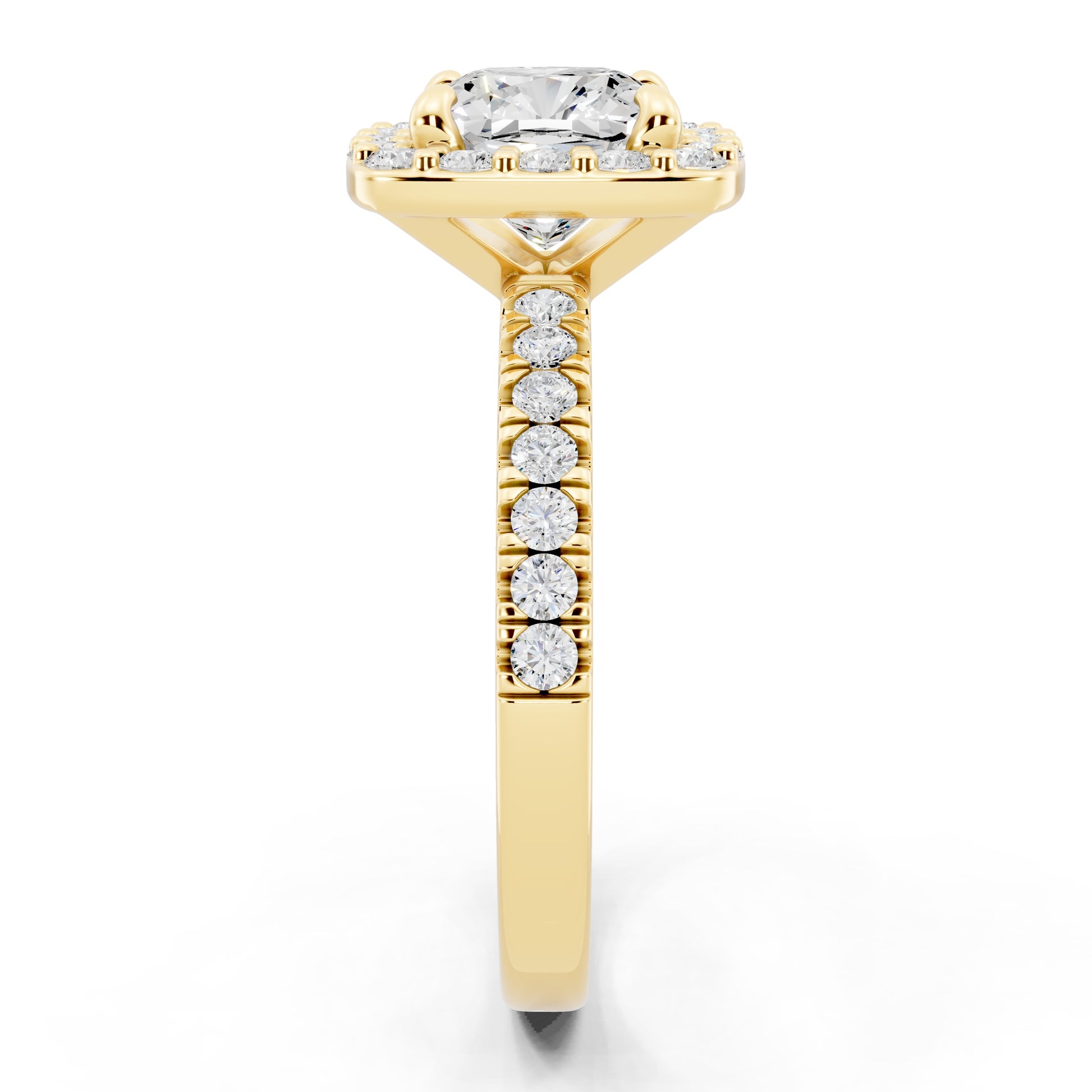Customizable 1.5ct Lab Diamond Cushion cut Halo Engagement Ring