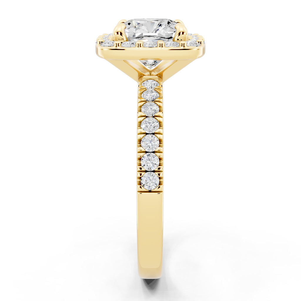 Customizable 1.5ct Lab Diamond Cushion cut Halo Engagement Ring