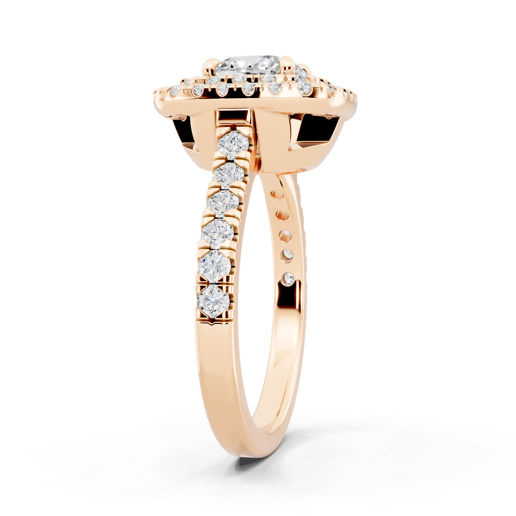 Customizable 1ct Lab Diamond Cushion cut Engagement Ring with double Halo