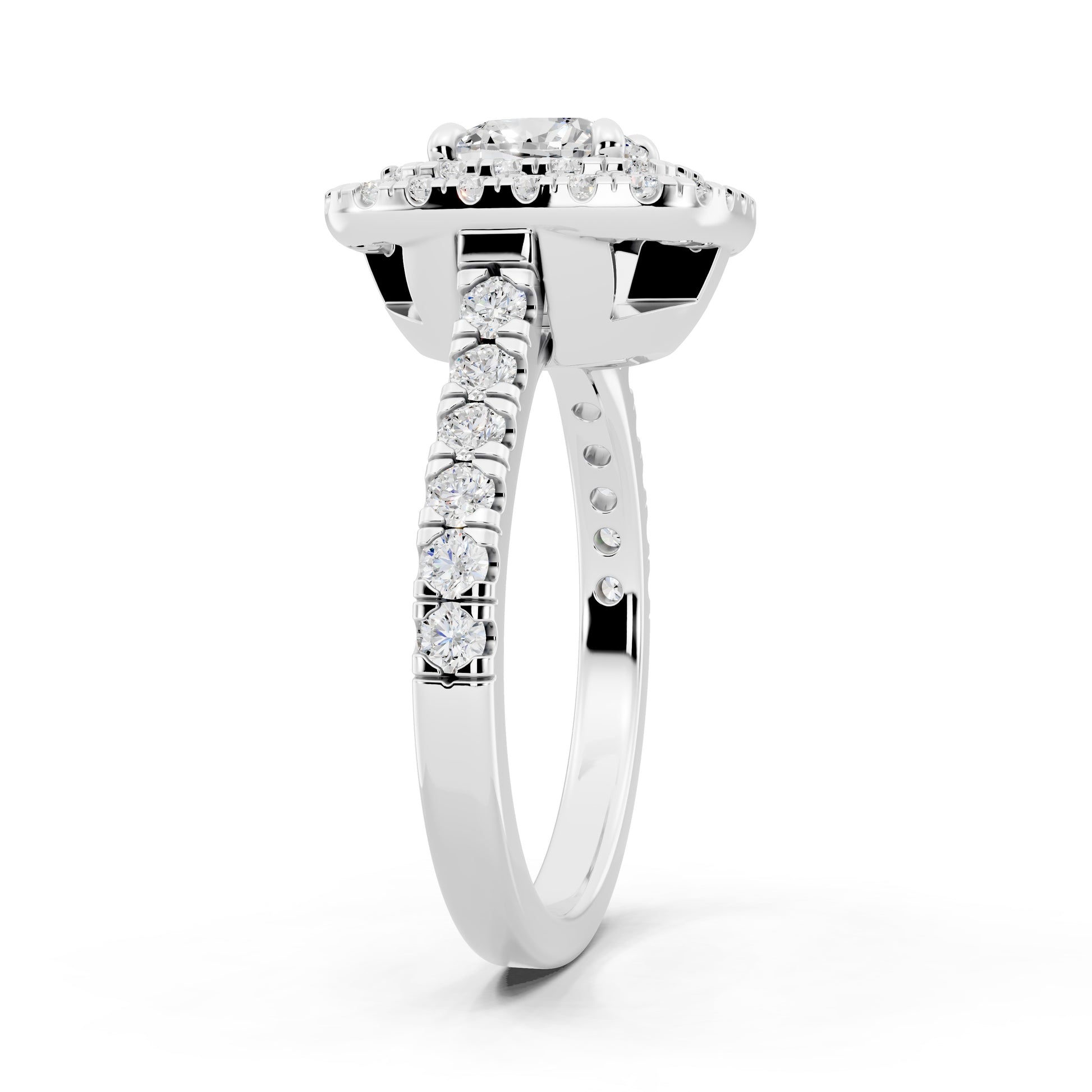 Customizable 1ct Lab Diamond Cushion cut Engagement Ring with double Halo