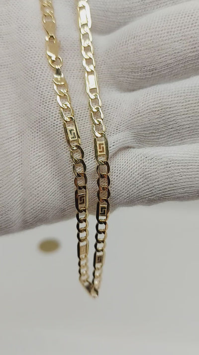 10k Gold Figaro Chain meander design