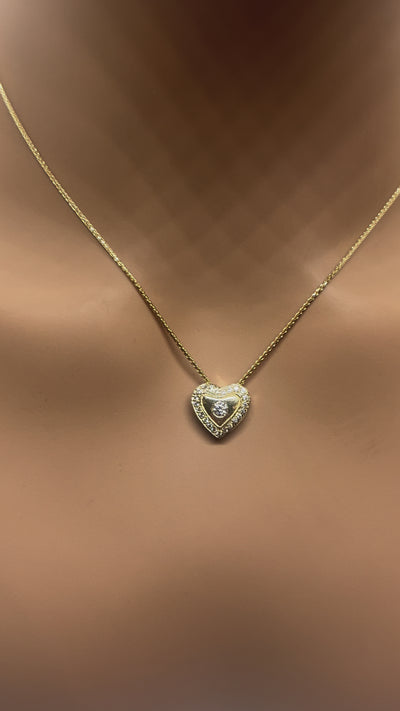10k Gold Heart Necklace with Natural diamonds