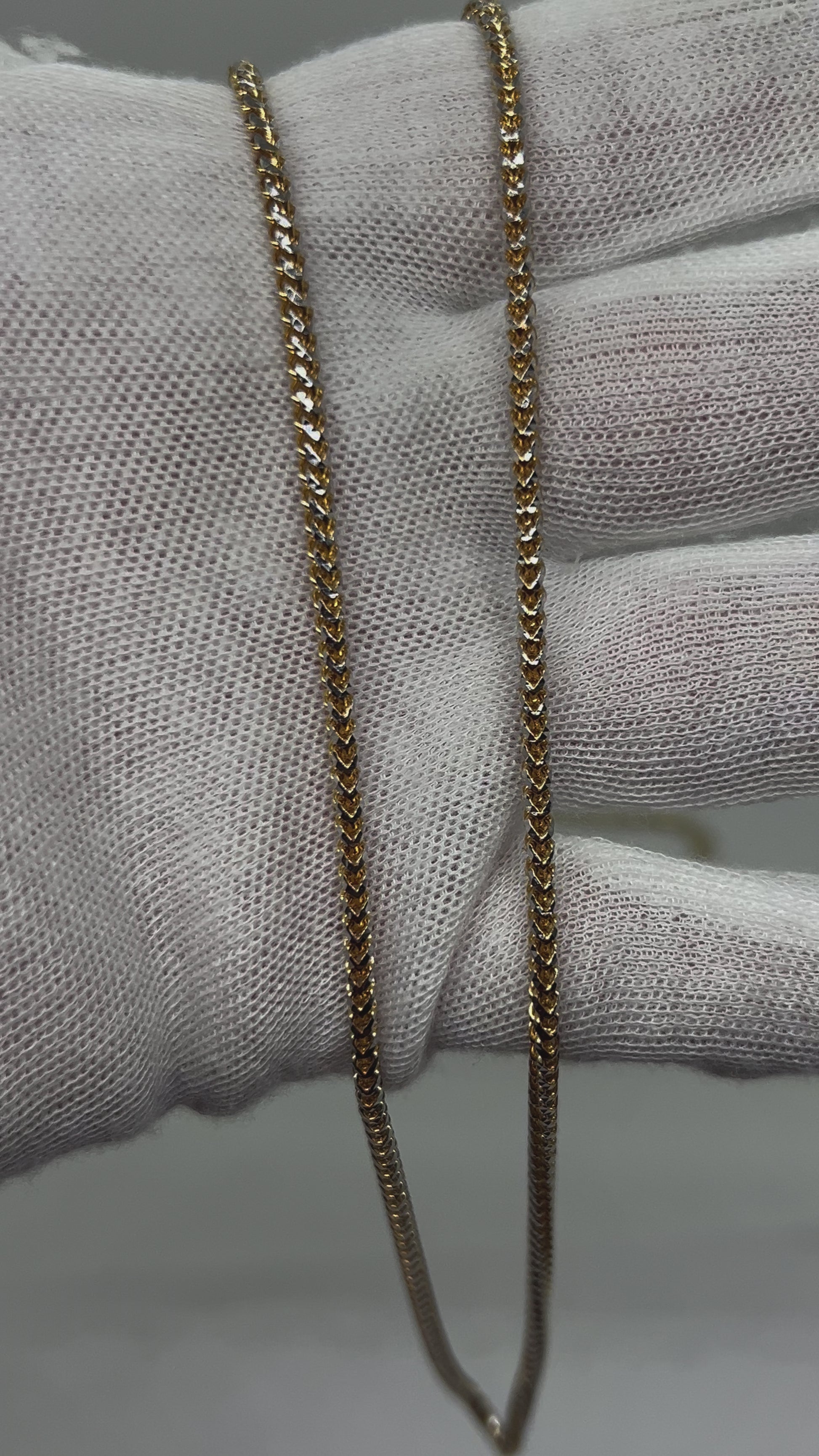 10k Gold Round Franco 2 tone Pineapple Chain 2.7mm wide diamond cut