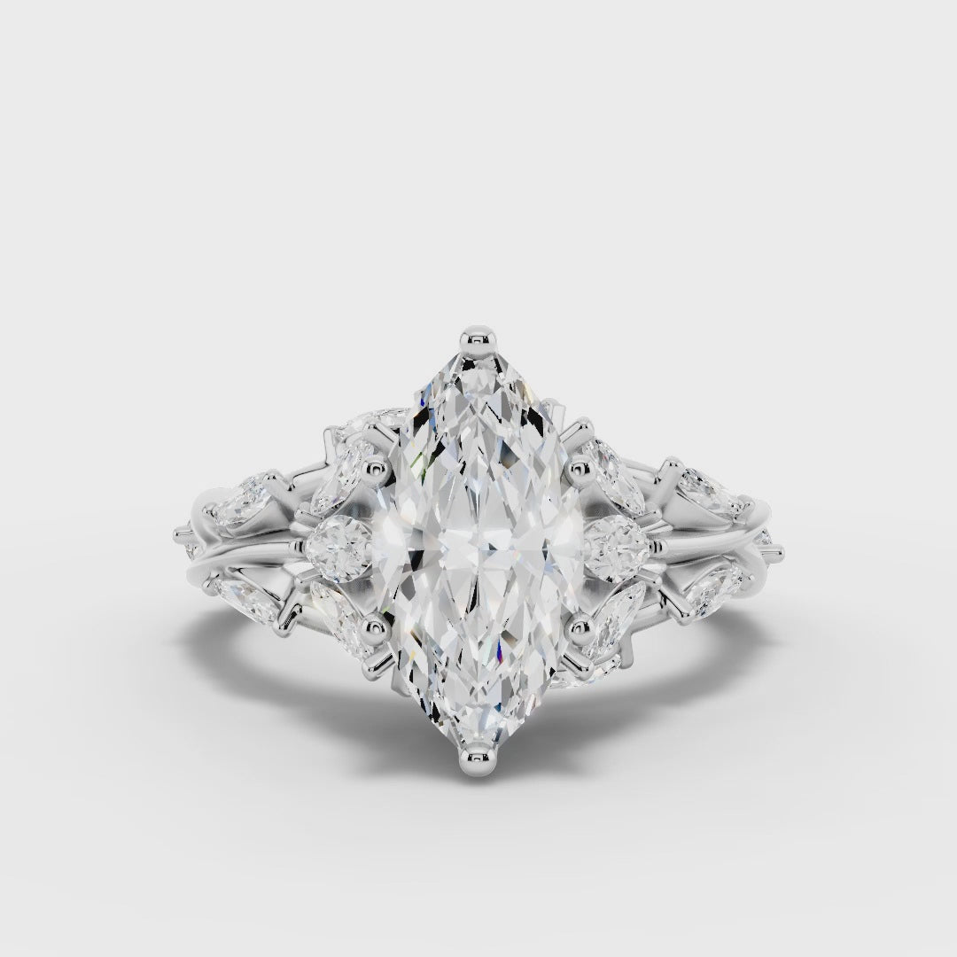 Marquise Diamond Engagement Ring Floral Setting