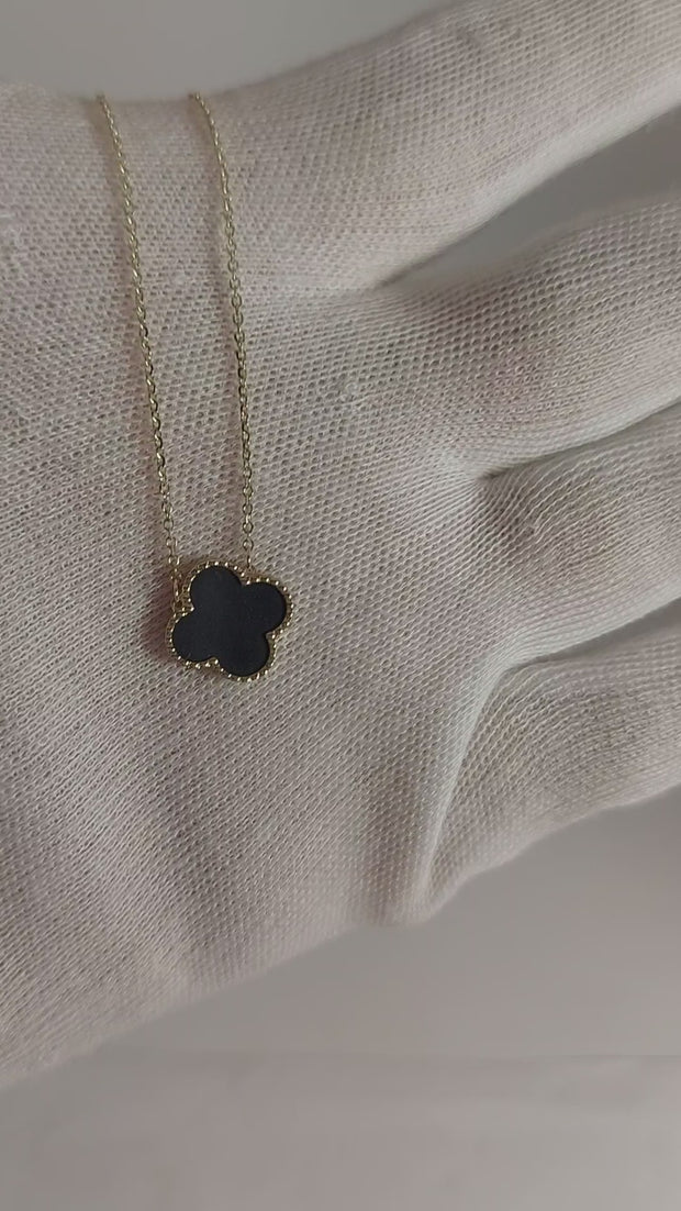 Black Clover leaf Necklace Panther Jewelry