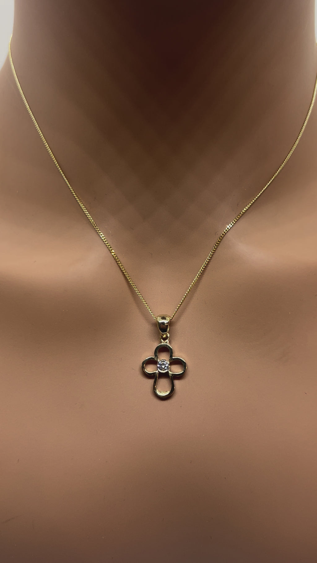 10k Gold Cross Necklace with Natural diamond